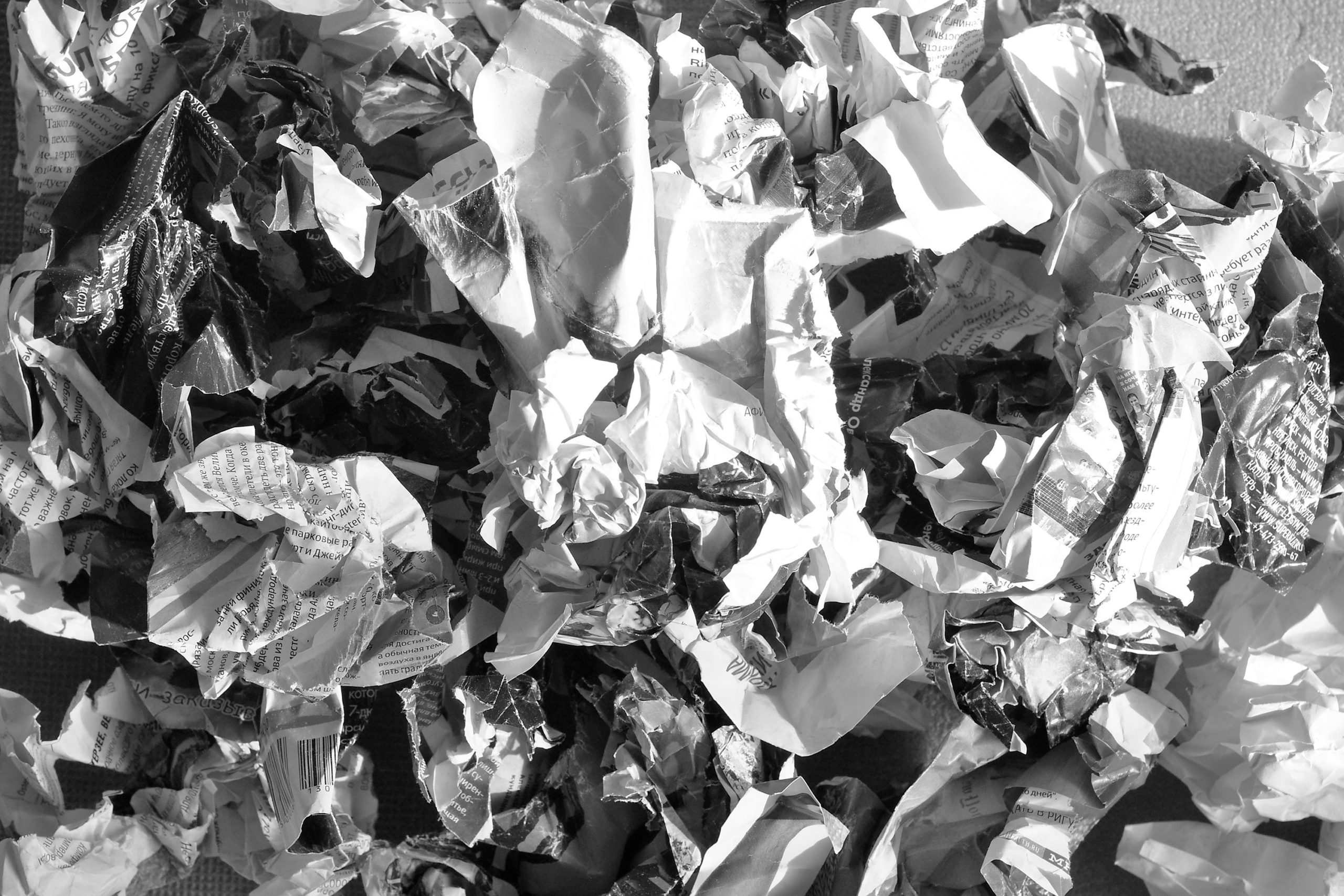 Crumpled up newspaper