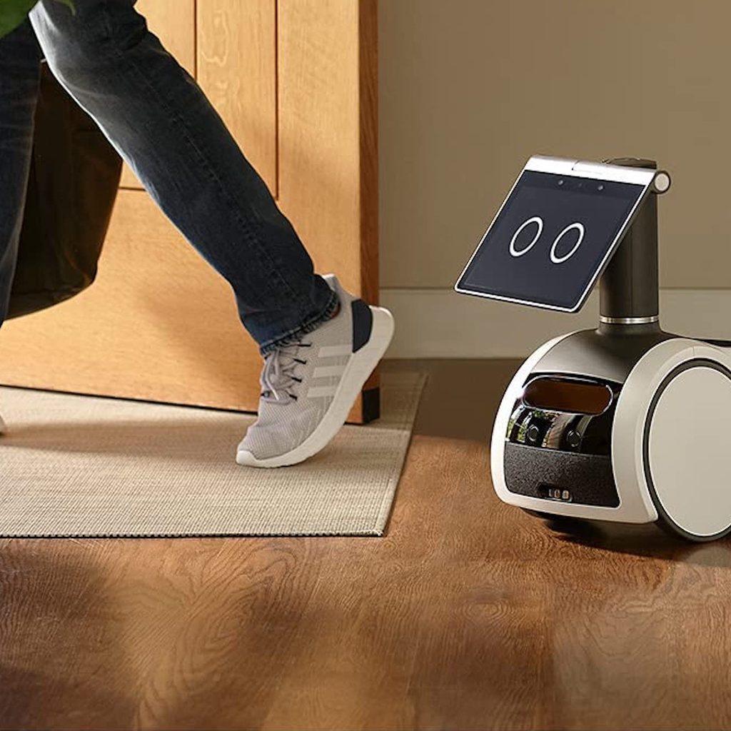 Amazon Astro home assistant waits at the door
