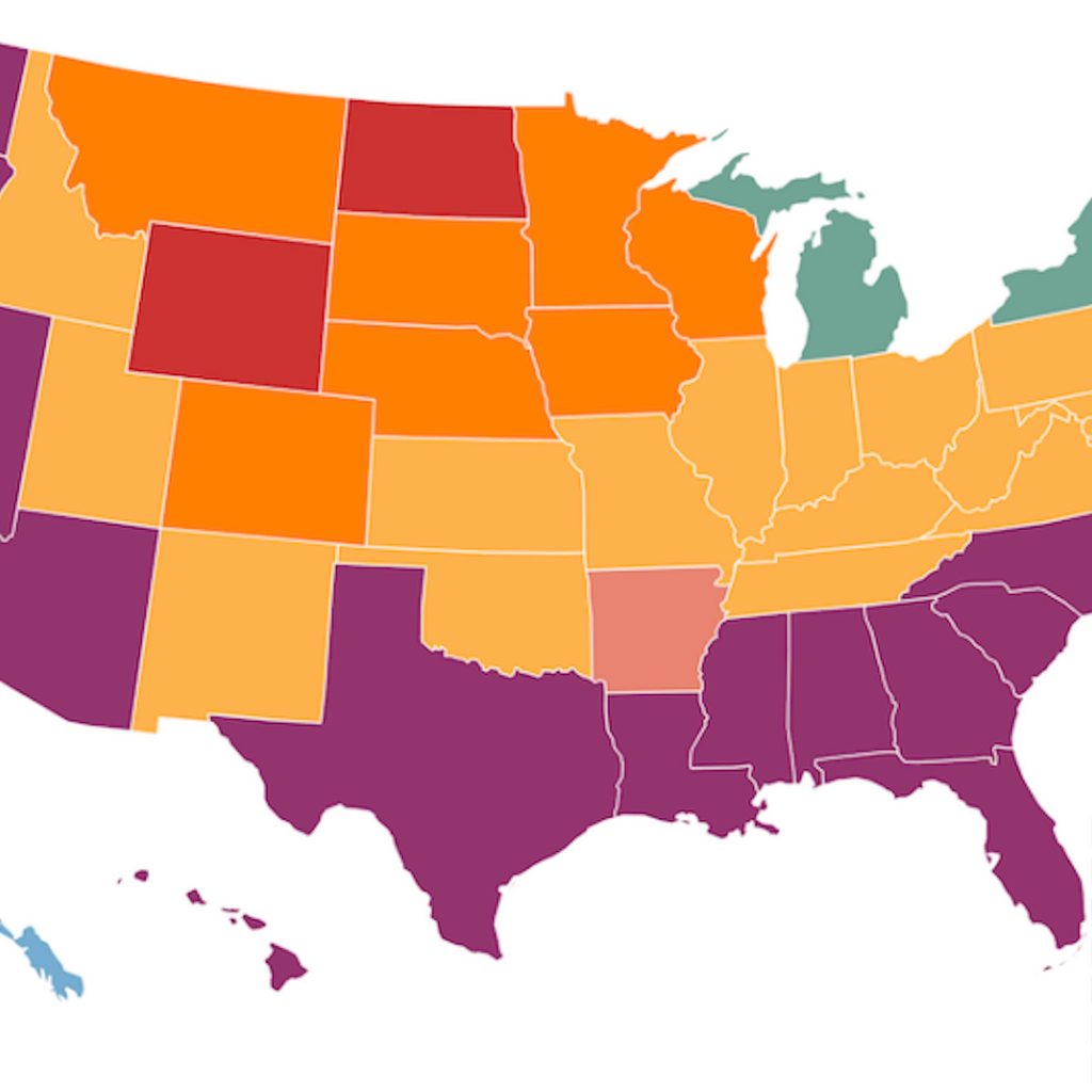 A map of flea and tick season in the United States