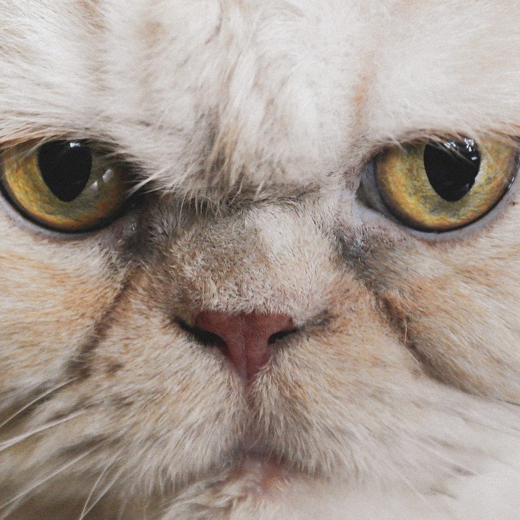 Closeup of a white Persian cat's face
