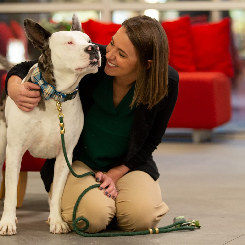 PetSmart Charities Director Heidi Marston with her special needs Great Dane mix, Gatsby