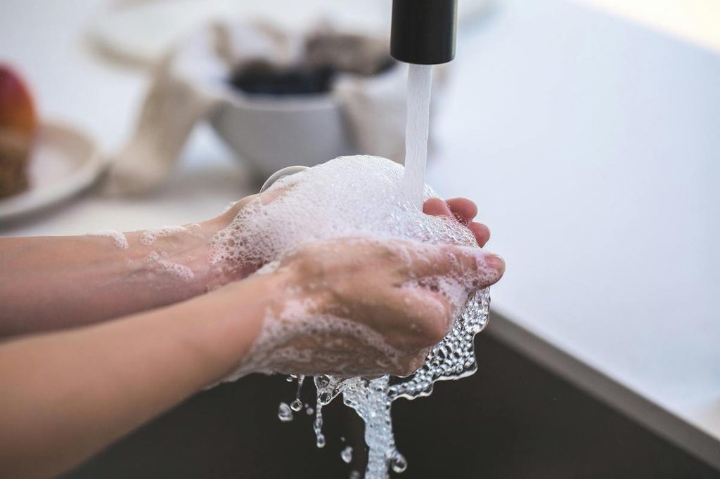 Person washing hands