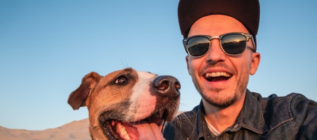 best fathers day activities funny friends concept  human taking a selfie with dog