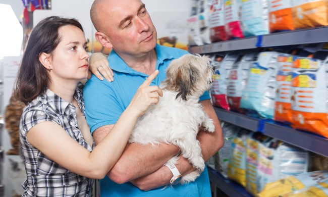 pet food shortage tips couple buying dog in store