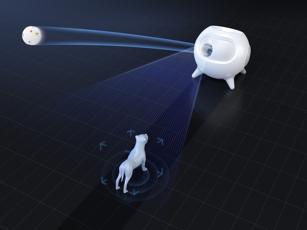 Uahpet iRetriever Ball Launcher shooting distance diagram.